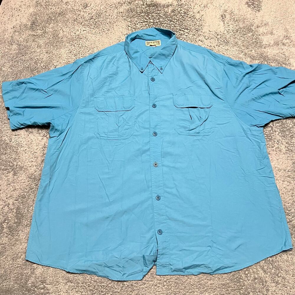 Duluth Armachillo Shirt Mens 3XL Blue Button Down Short Sleeve Nylon Outdoors